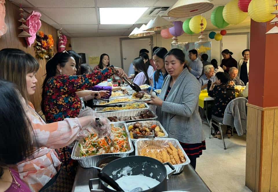Serving at fellowship meal